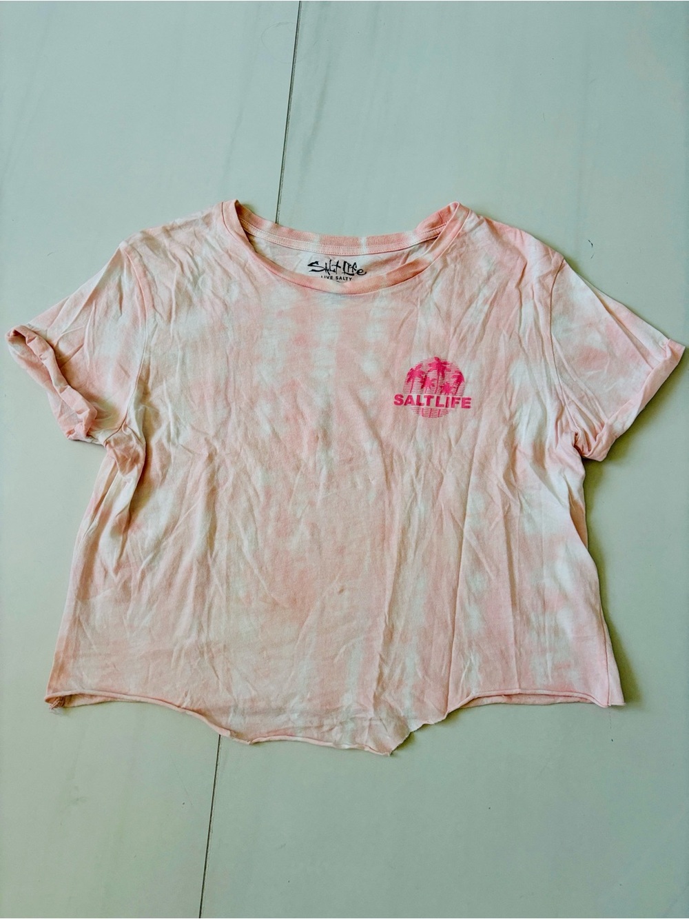 Salt Life Pink Tie-Dye Short Sleeve Crop Tee.  NWOT